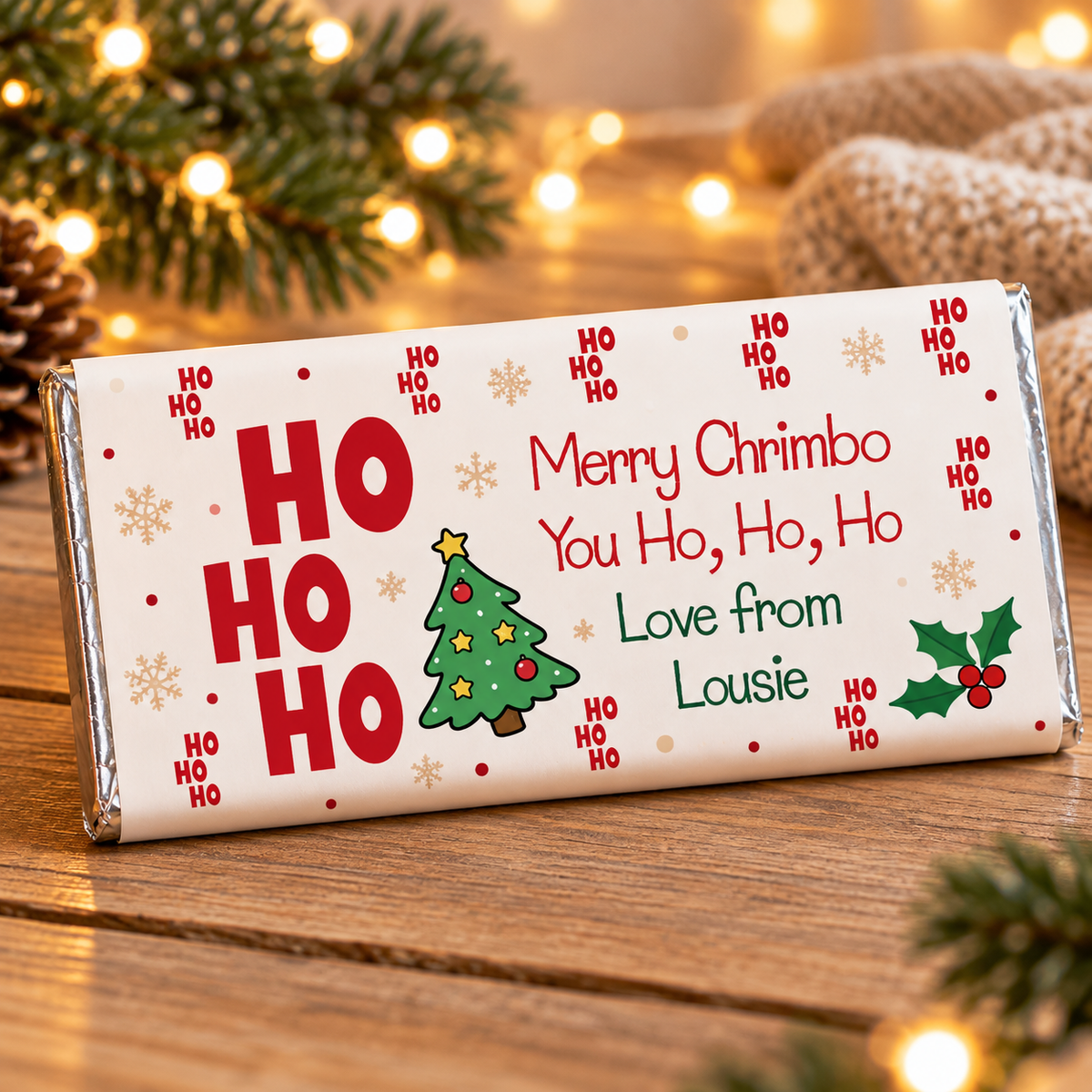 Ho Ho Ho Christmas Chocolate Bar Wrapper
