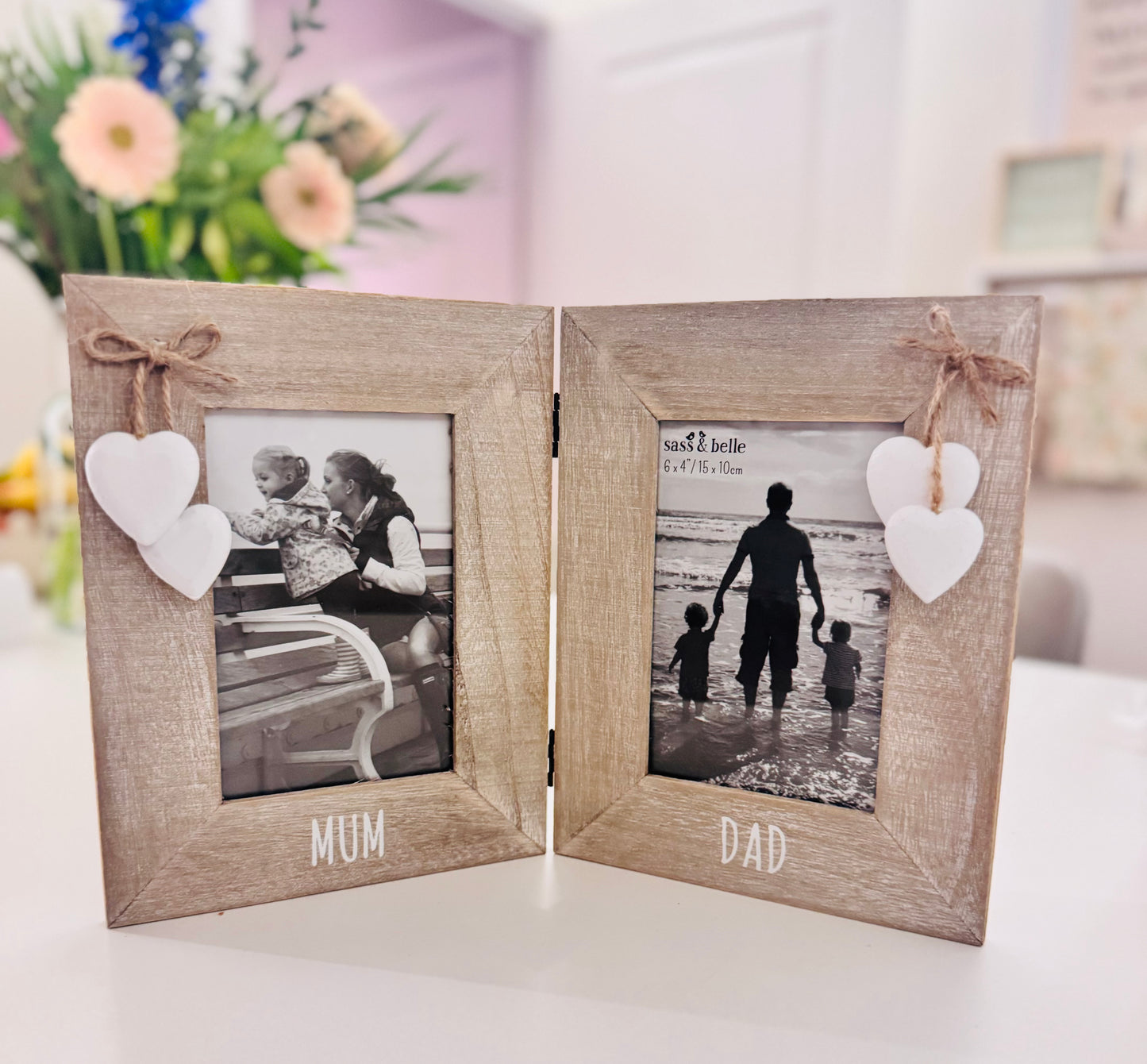 Mum and Dad rustic photo frame