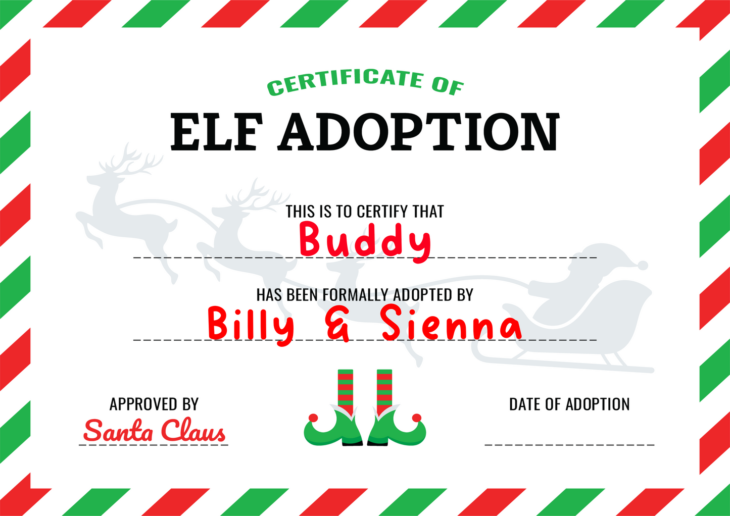 Elf Adoption Certificate - Personalised