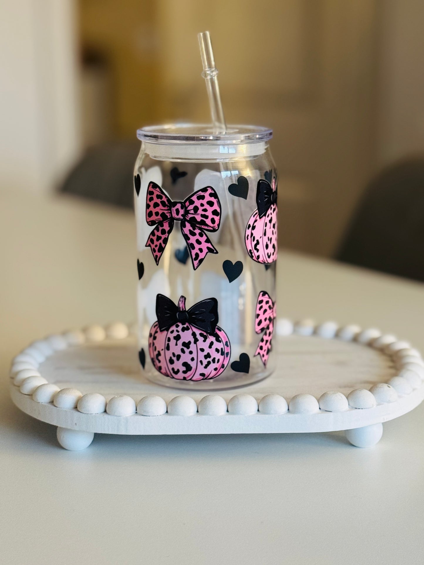 Pink Pumpkin Plastic Can 16oz