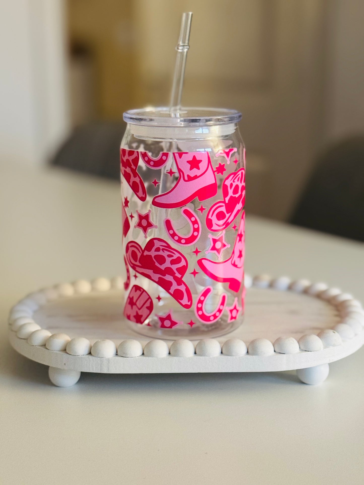 Pink Cowboy plastic can 16oz