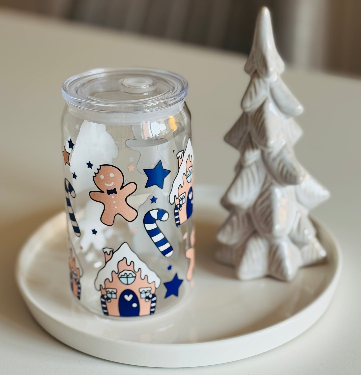 Navy Blue Christmas Plastic Can