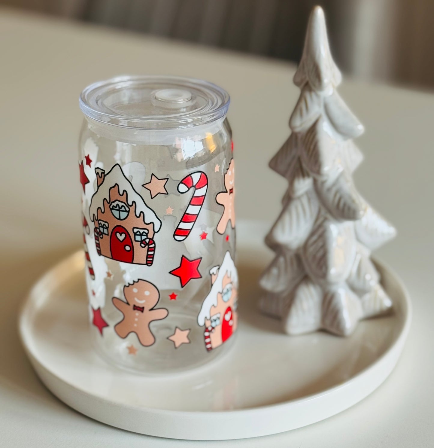 Red Christmas Plastic Can