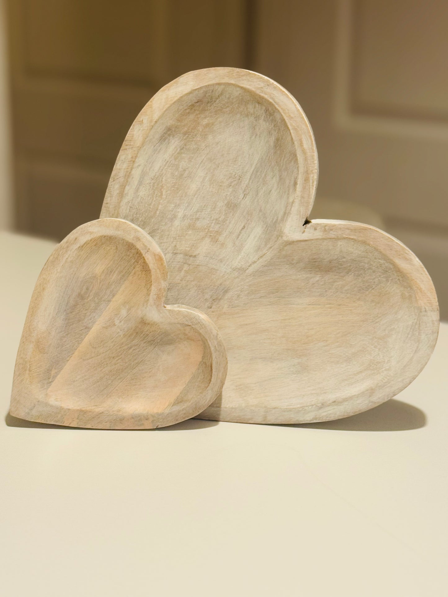 Rustic Wooden heart tray set