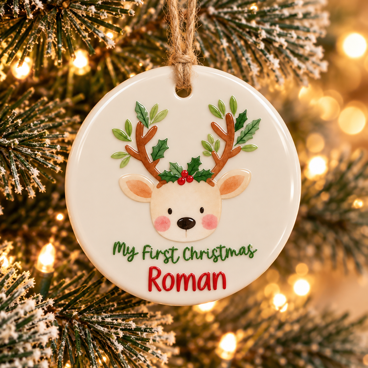 My First Christmas Reindeer Bauble