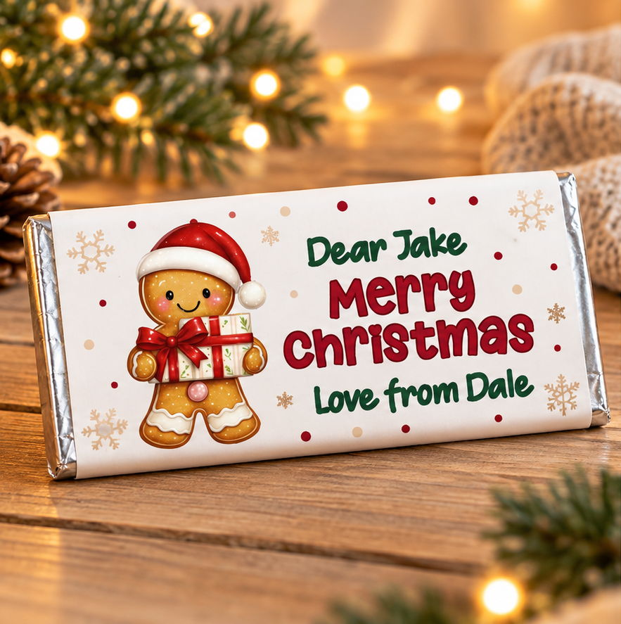 Gingerbread Man Christmas Chocolate Bar Wrapper