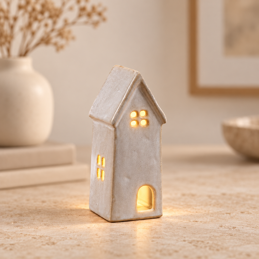 NEW - Ceramic LED Light Up House