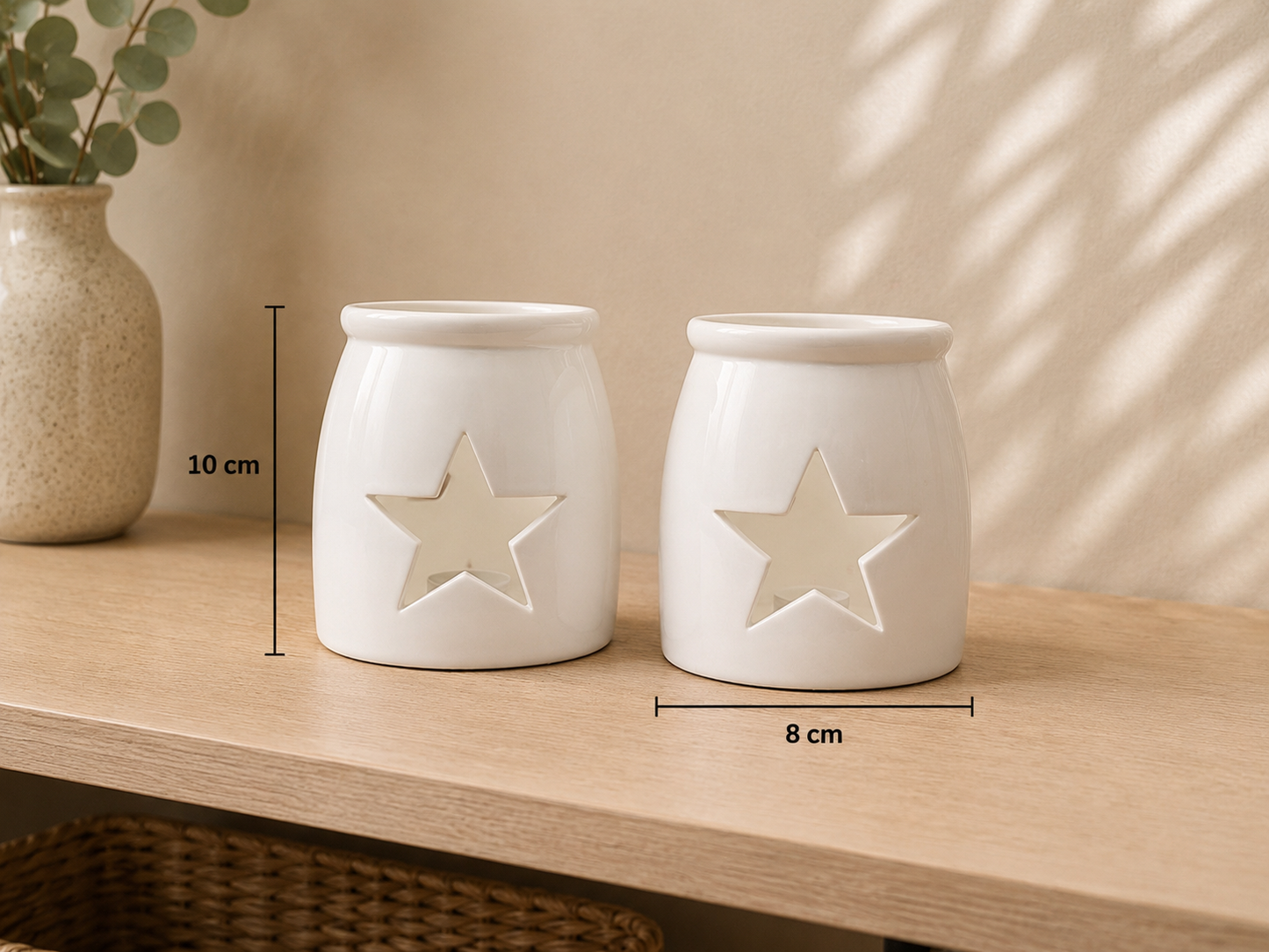 **NEW** Large star cutout candle holders (pair)