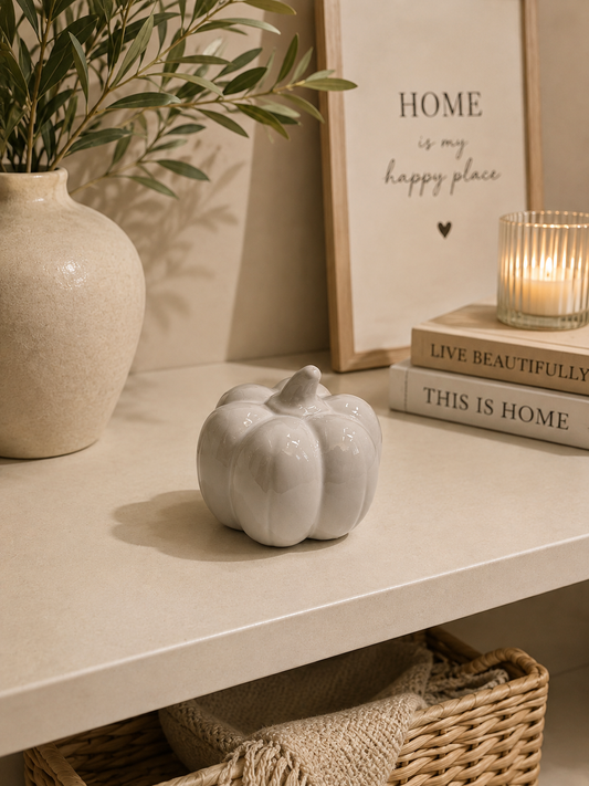Natural Ceramic Pumpkin 8cm