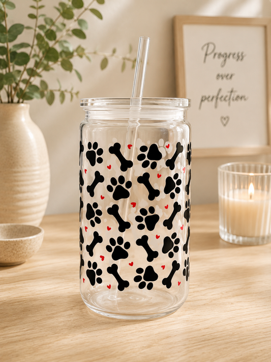 NEW - Dog paw print and Bone plastic can