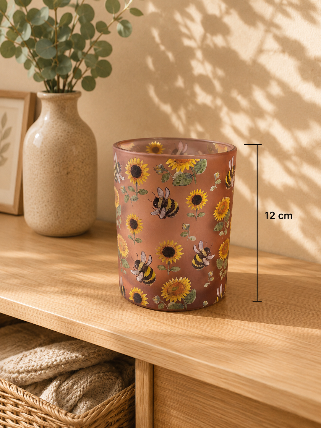 **NEW** Large Frosted Bumble Bee and Sunflower Candle Holder