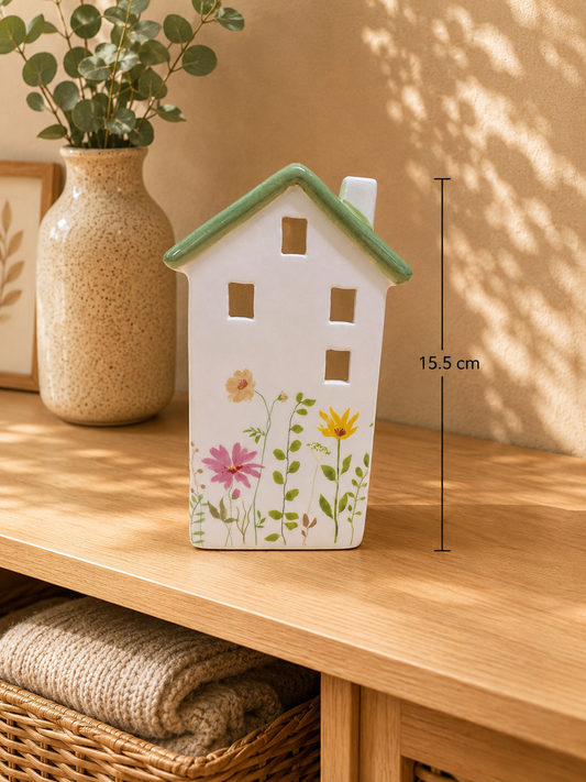 Sage Floral Tealight House