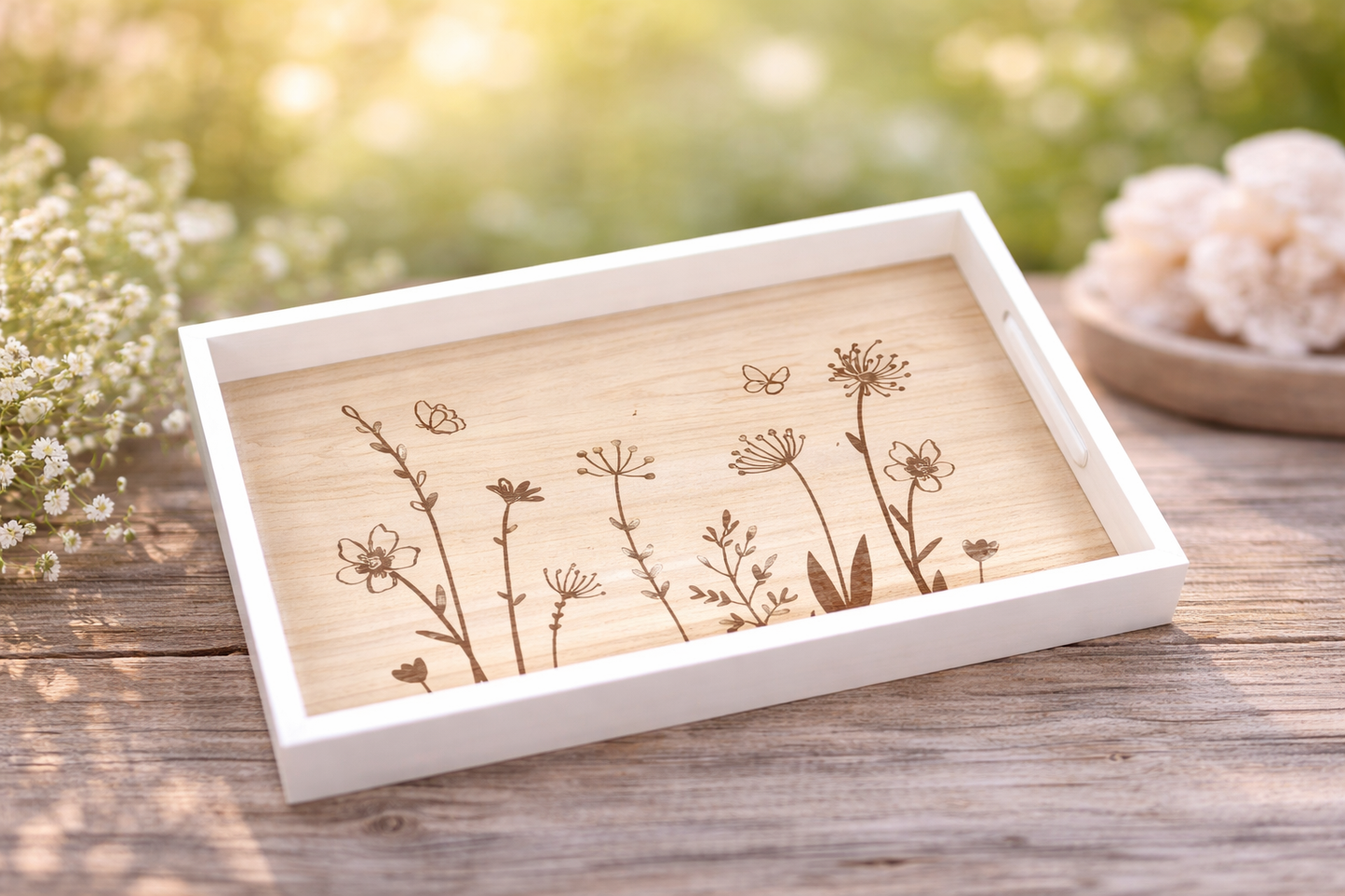 Wooden floral Tray 35cm