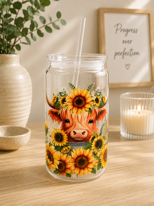 NEW - Sunflower Cow plastic can