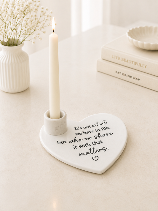 It's not what we have in life candle holder