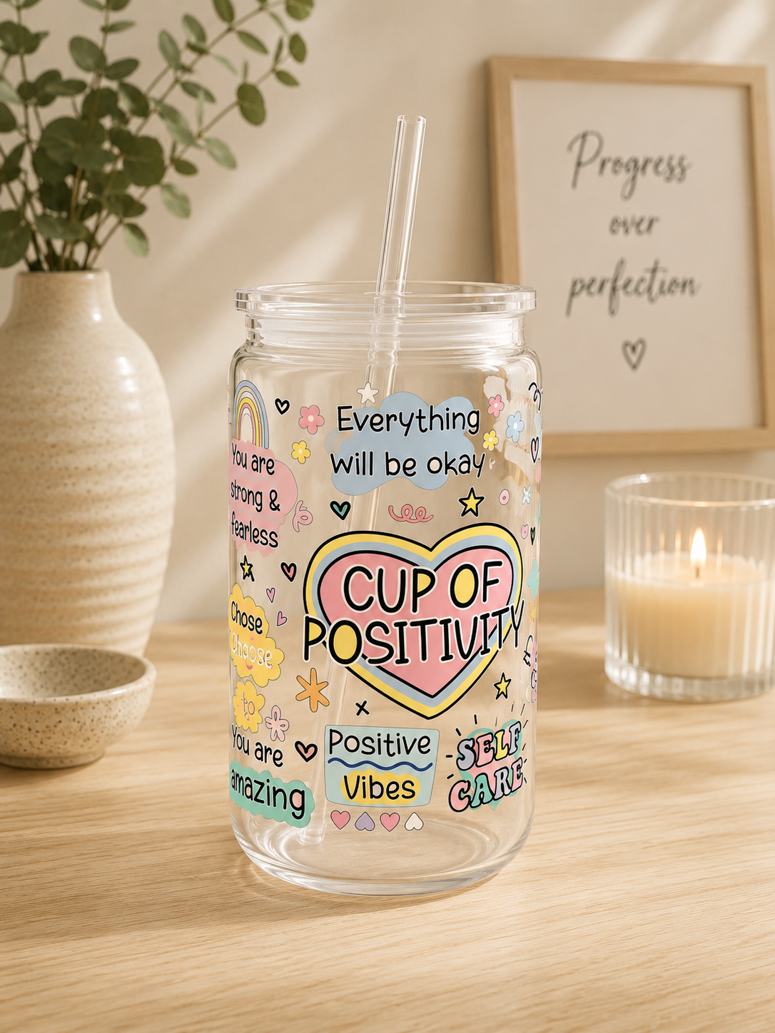 NEW - Cup of positivity plastic can