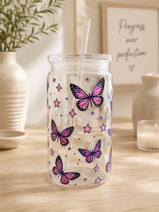 NEW Purple Butterfly plastic can