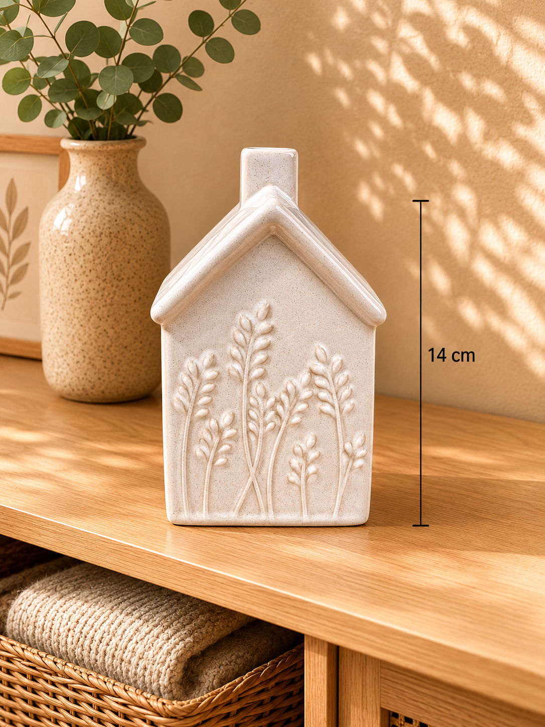**NEW** Floral glazed ceramic house with chimney ornament