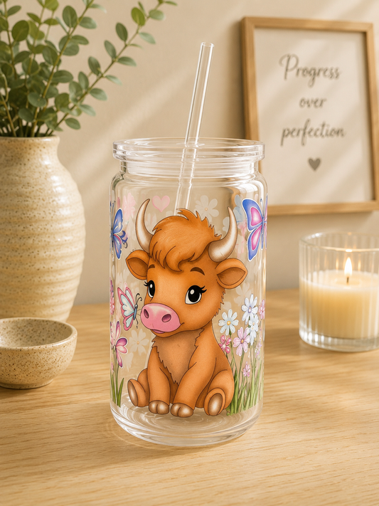 NEW - Cute Cow and Butterfly Plastic can