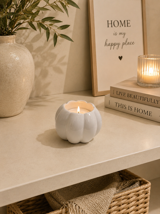 White Pumpkin Tea Light Holder