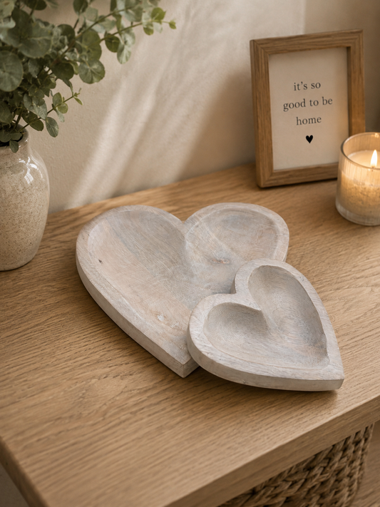 BACK IN STOCK - Whit washed heart trays