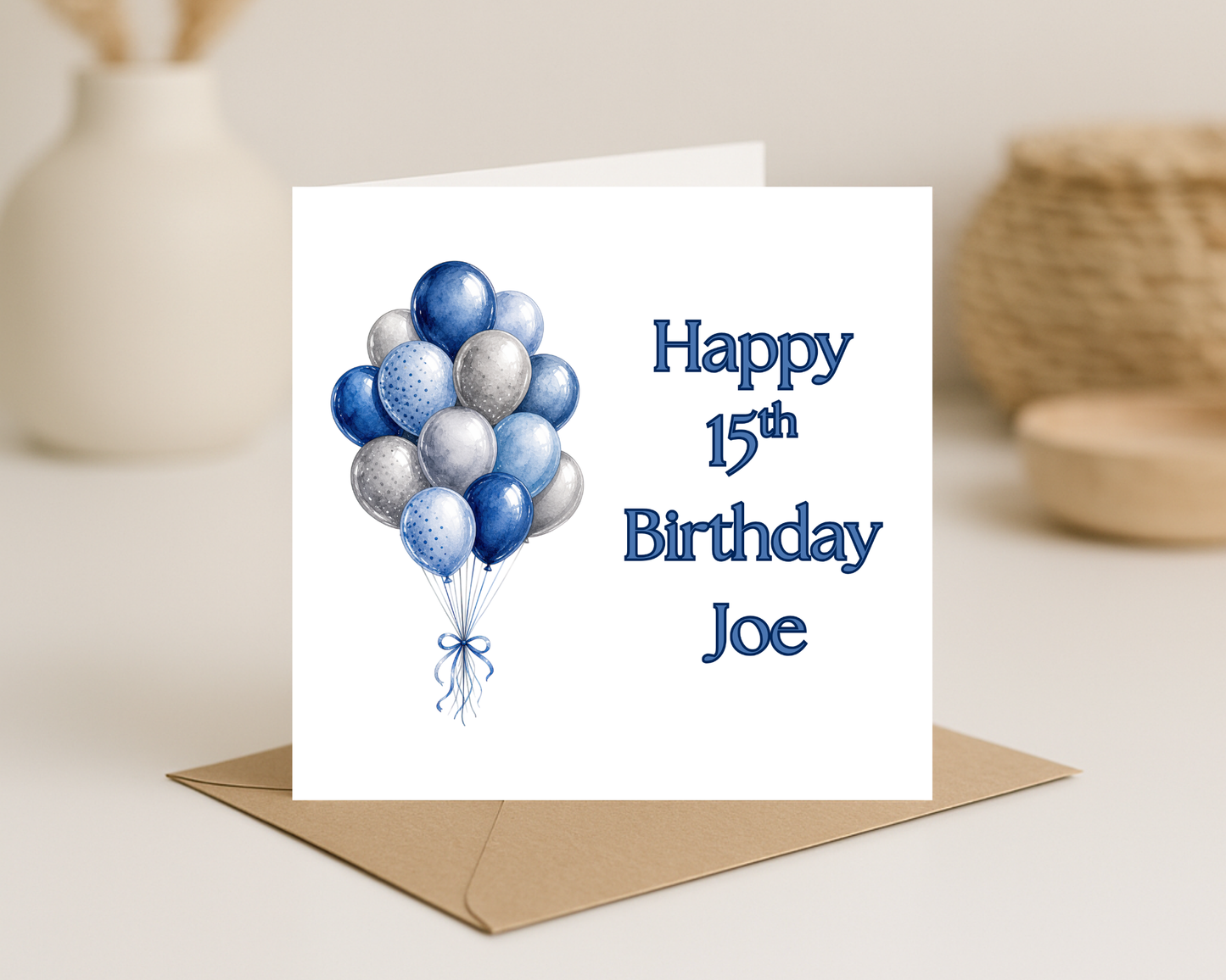 Blue Balloon Birthday Card