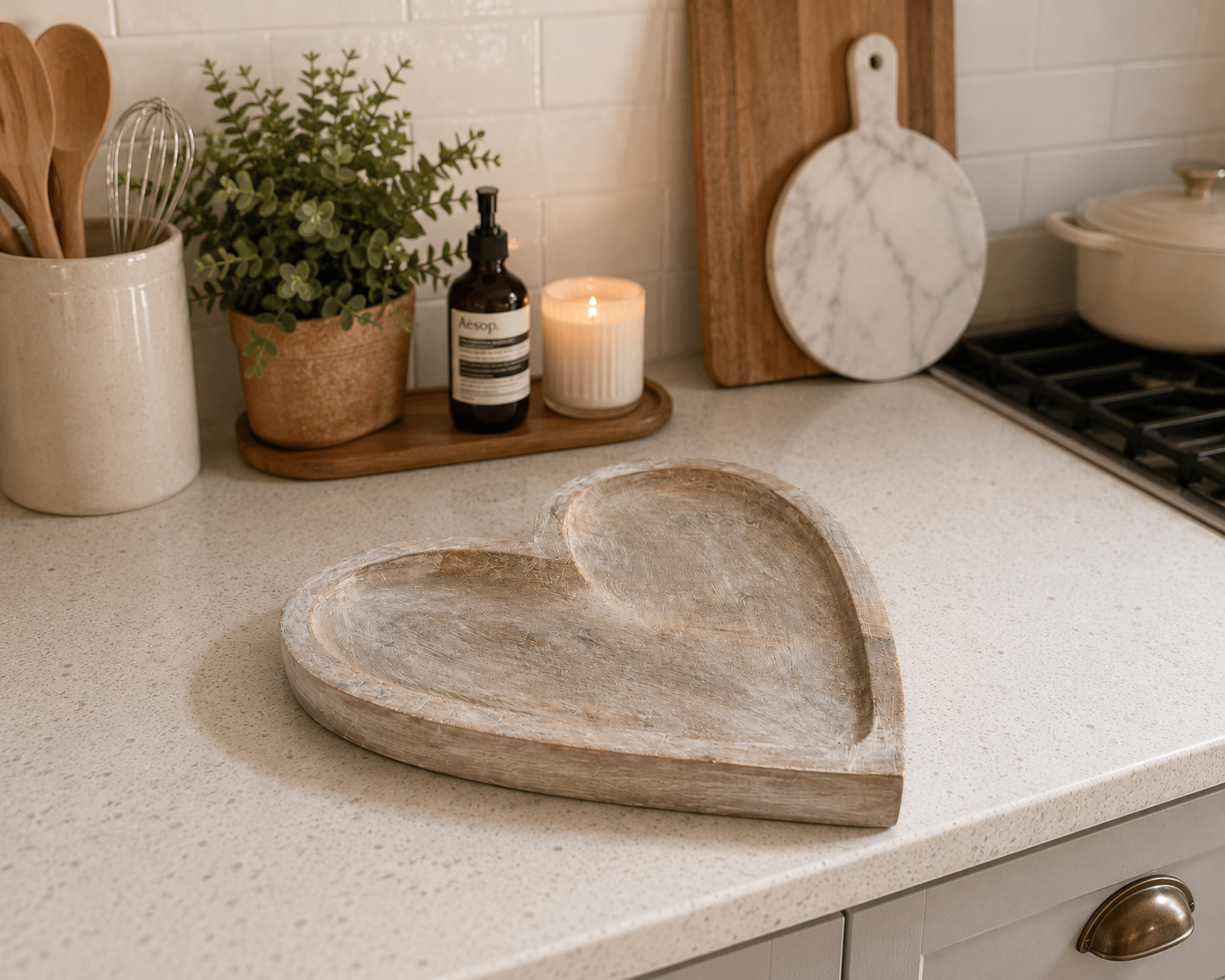 White washed heart dish