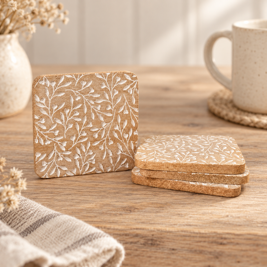 NEW - Neutral floral coasters