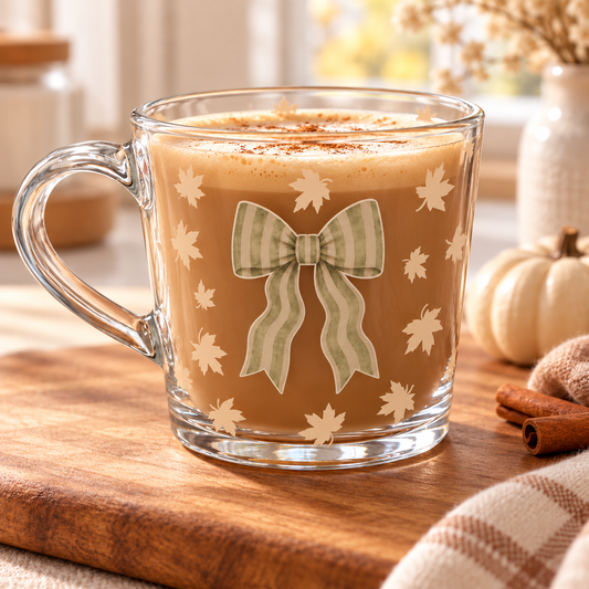 NEW - The Sage Striped Bow Glass Mug