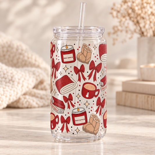 Burgundy Autumn Things plastic can