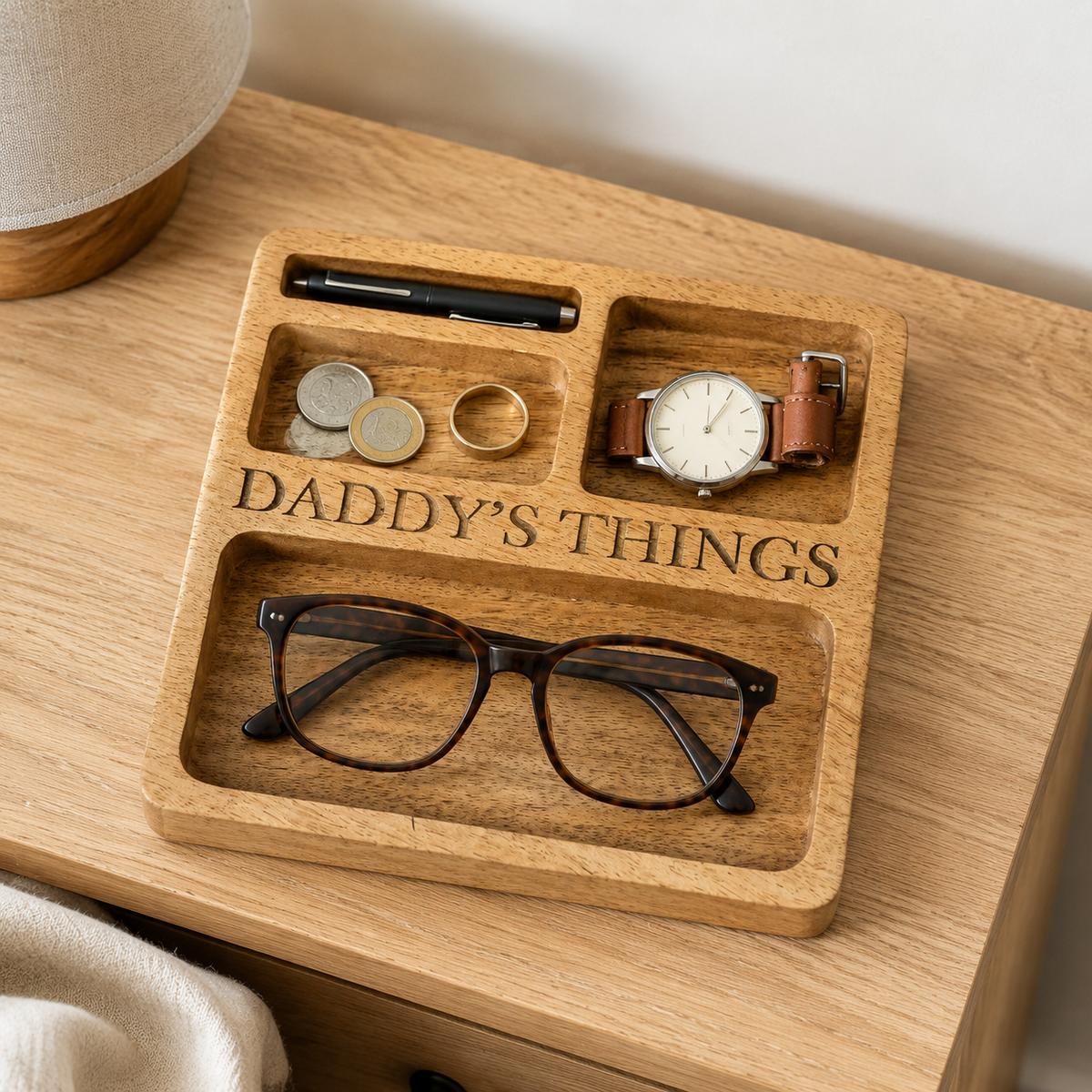 NEW - Daddy's Things Wooden Tray