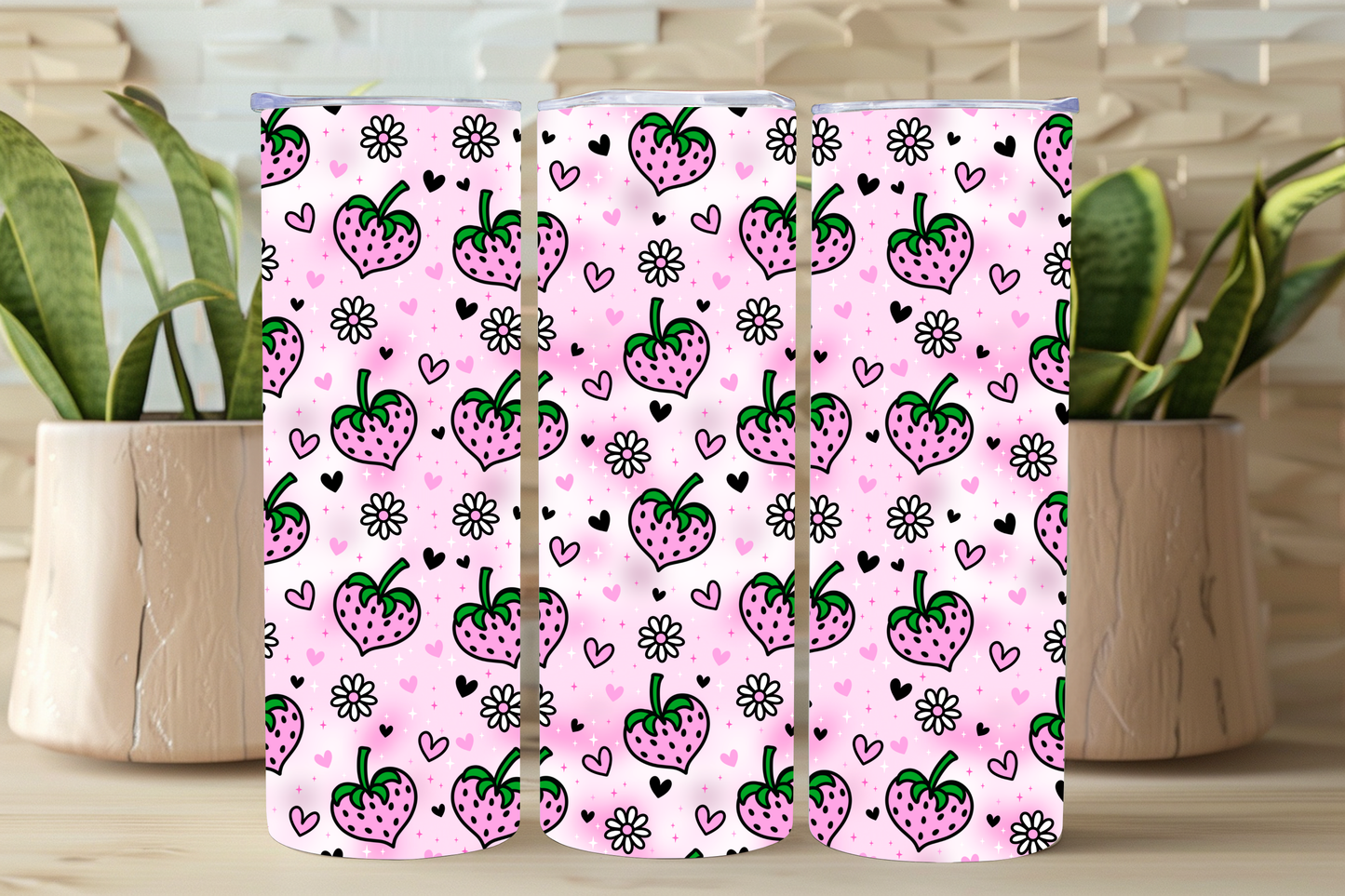 NEW Pink Strawberry Tumbler