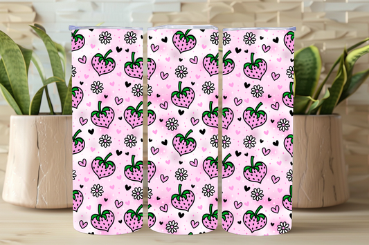 NEW Pink Strawberry Tumbler