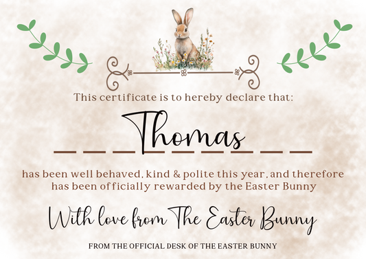 Beige Easter Certificate