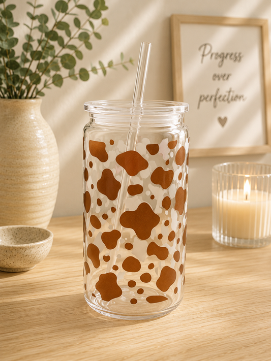 NEW - Brown Cow Print Plastic Can