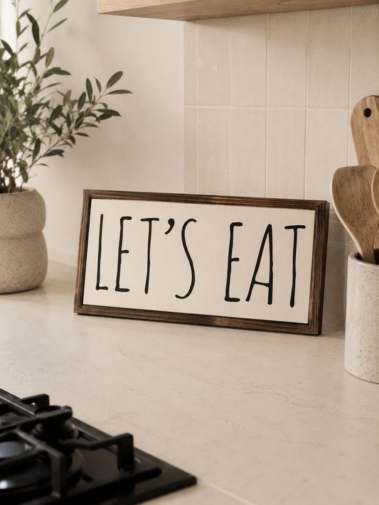 NEW Lets Eat - Thin wooden sign 30x15 cm