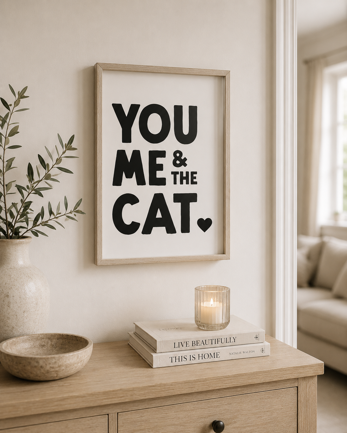 NEW - You, me and the cat frame - 40cm