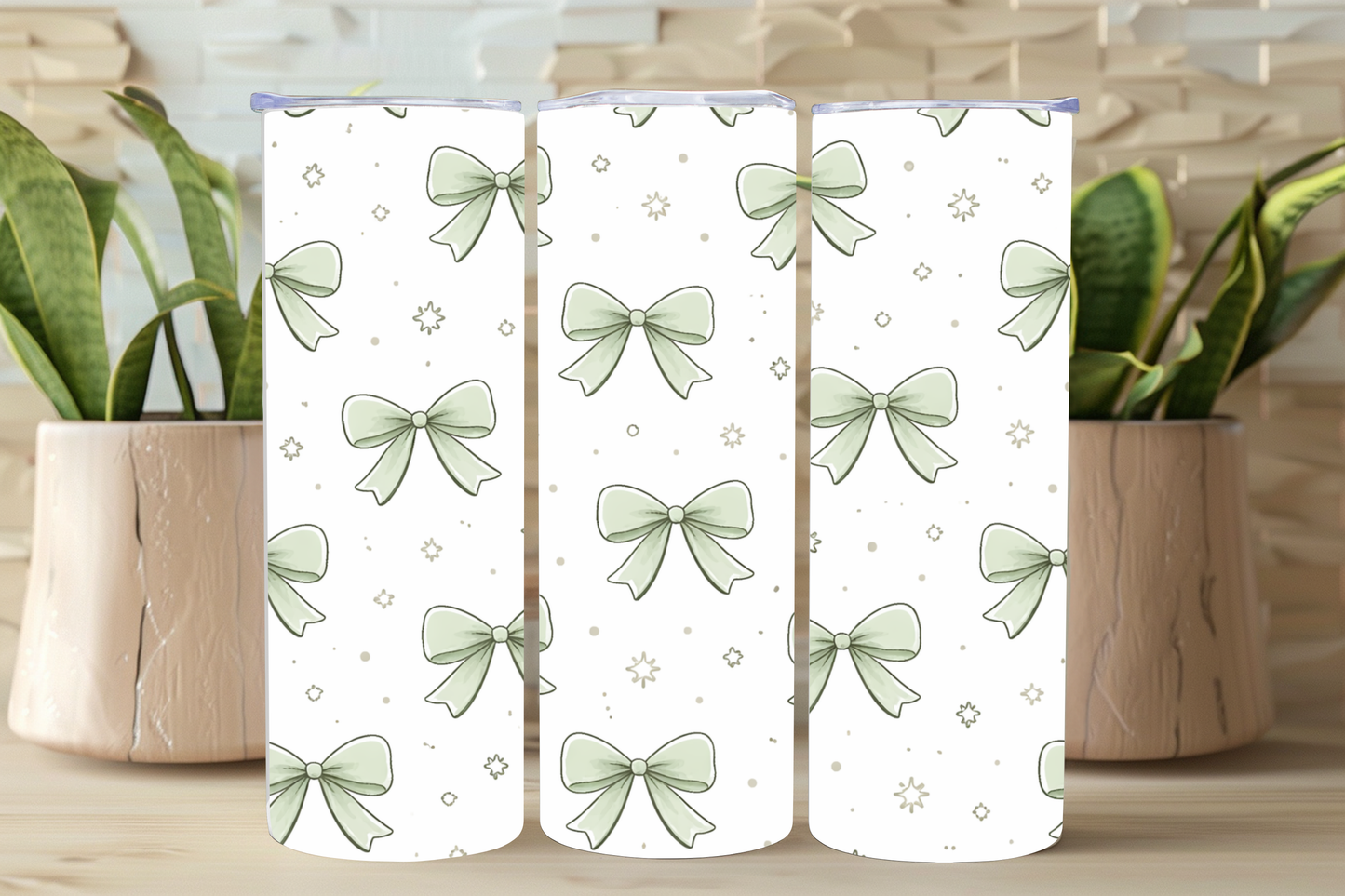 NEW Sage Green Bow Tumbler