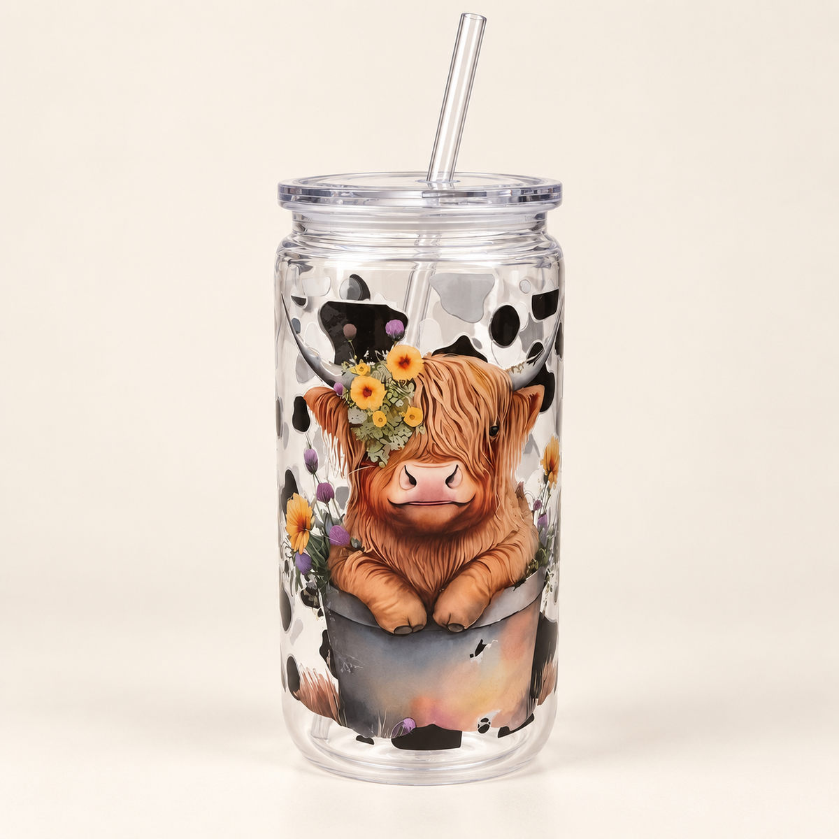 Highland Cow Plastic Can