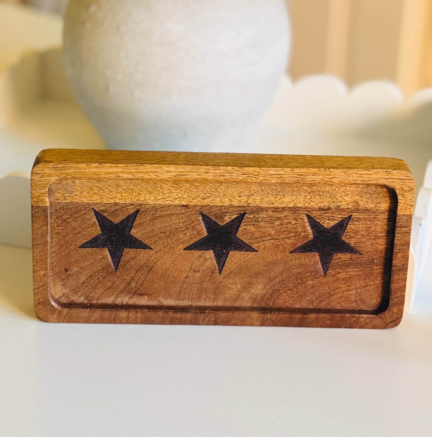 3 star wooden tray