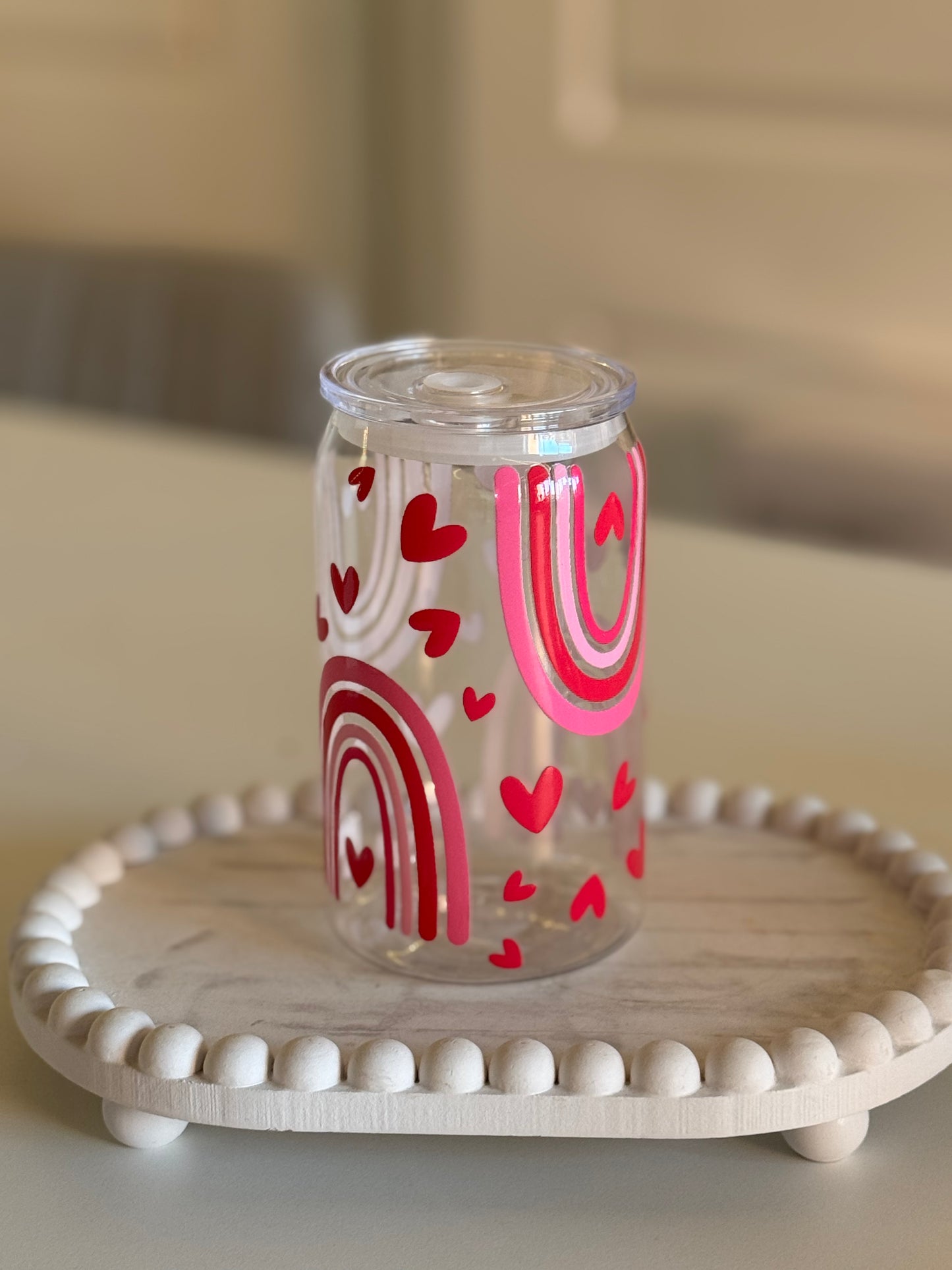 Rainbows and Hearts plastic can 16oz