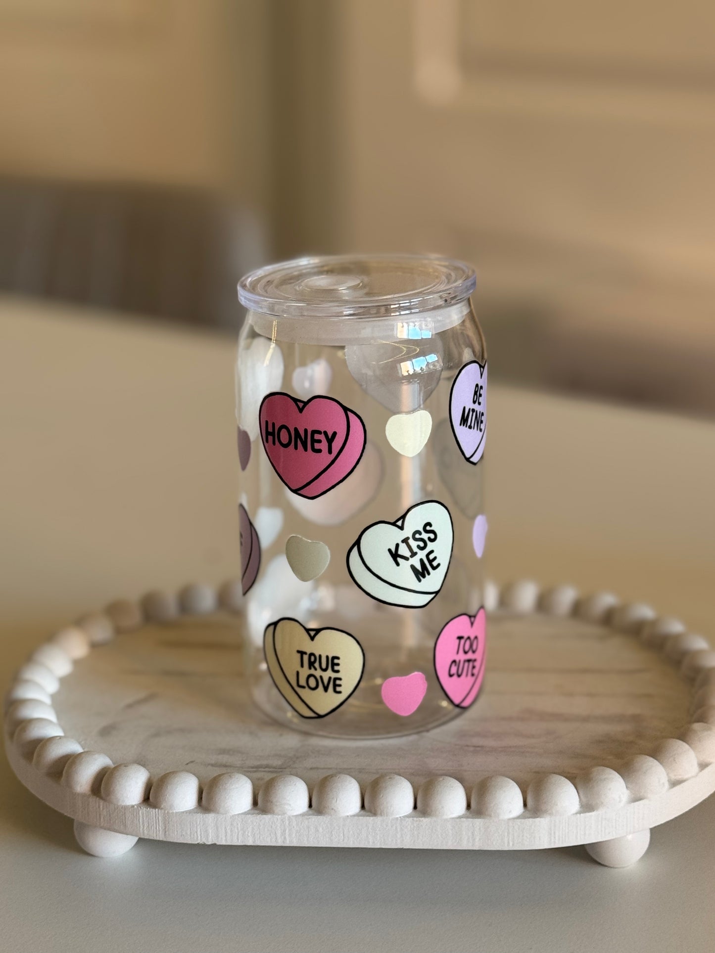 Love Hearts plastic can 16oz