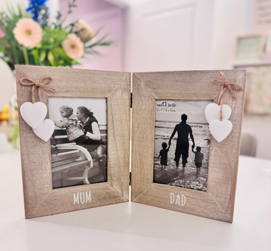 Mum and Dad rustic photo frame