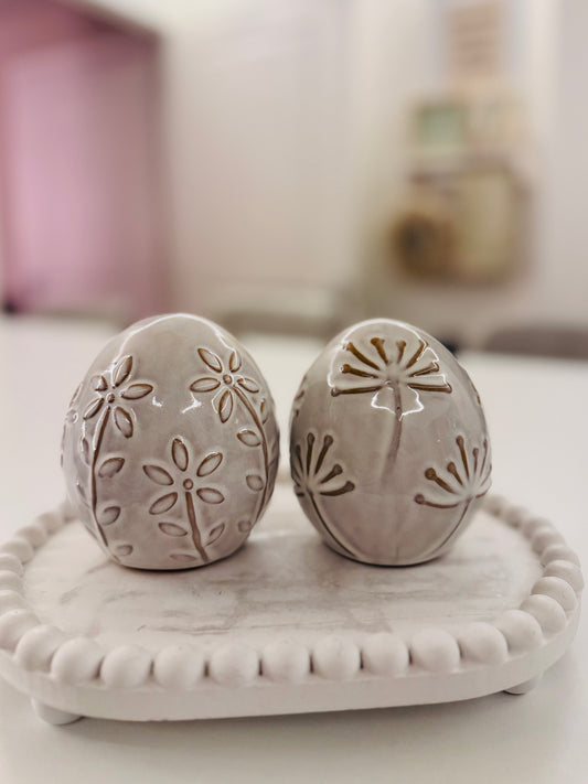 Set of 2 ceramic glazed eggs 10cm