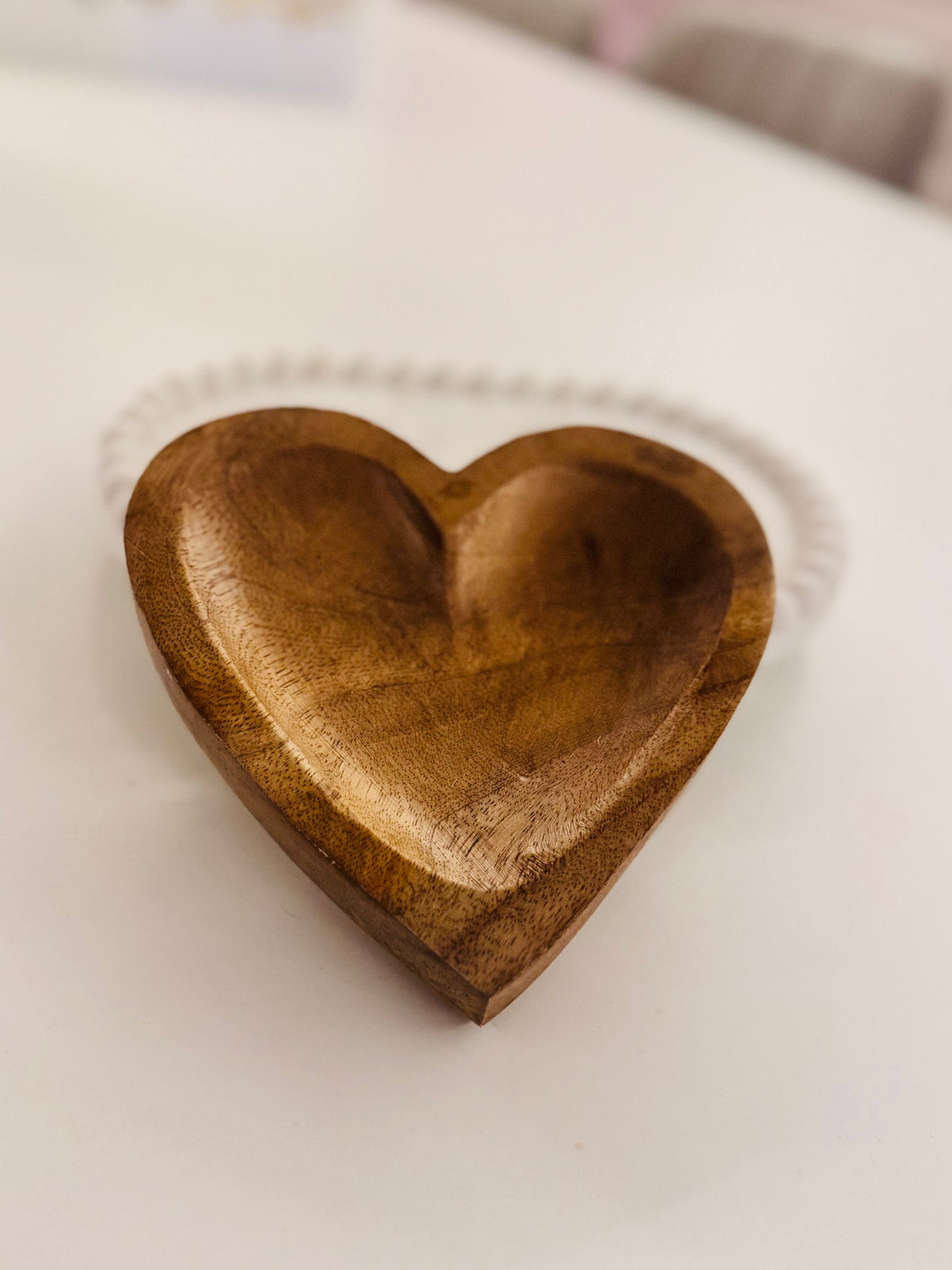 Wooden Heart Dish (15cm)