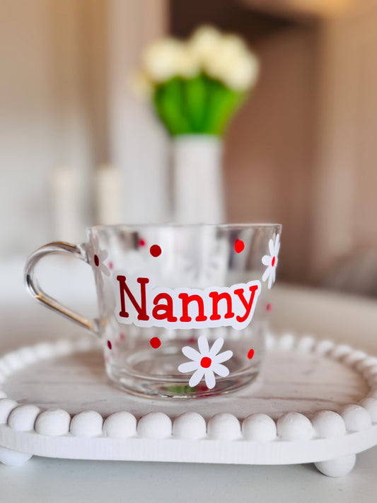 Personalised Daisy Flower Glass Mug