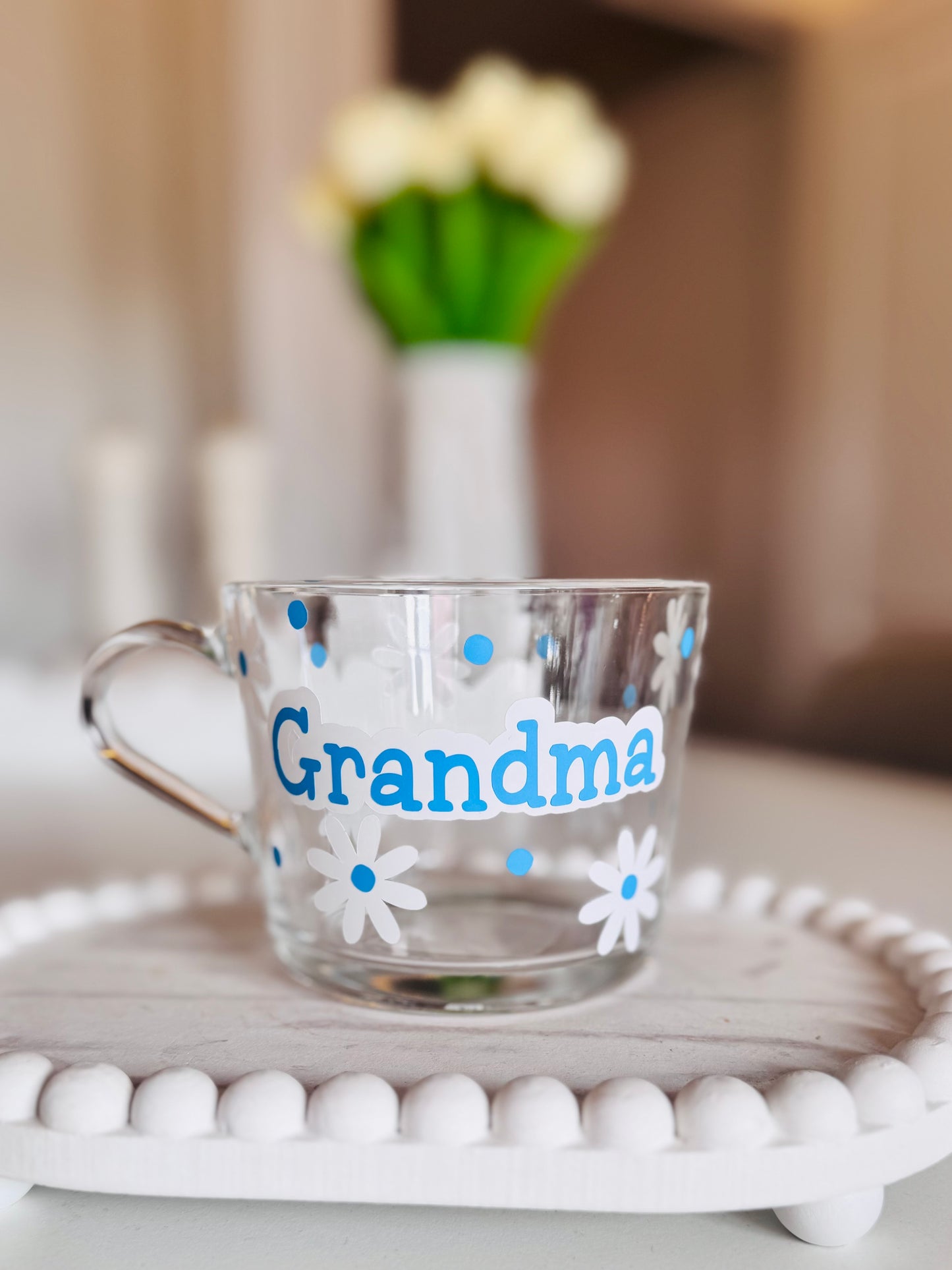 Personalised Daisy Flower Glass Mug