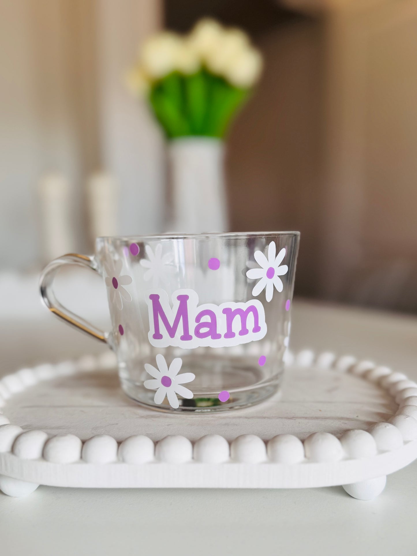 Personalised Daisy Flower Glass Mug