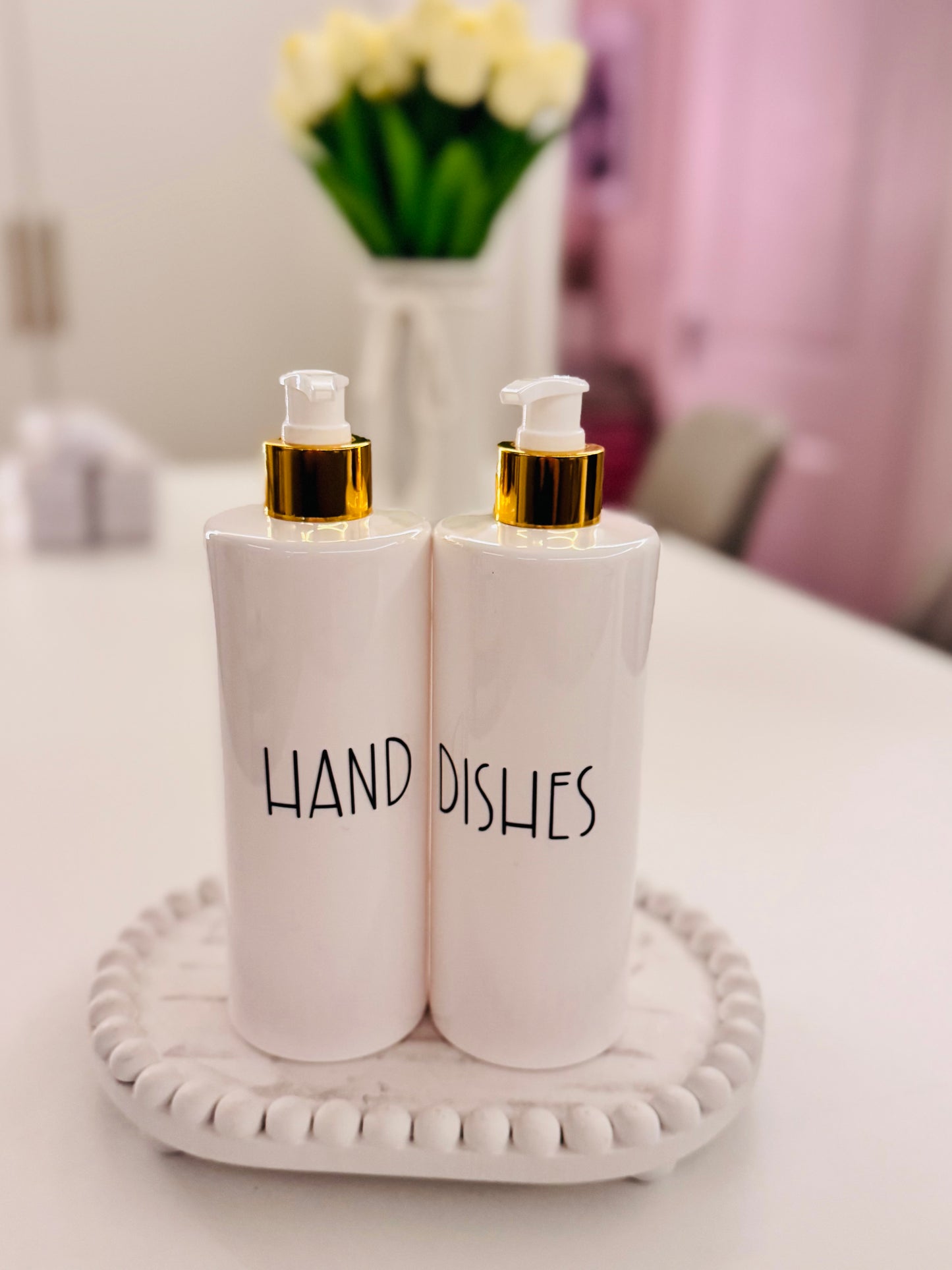 White and Gold Soap Dispensers