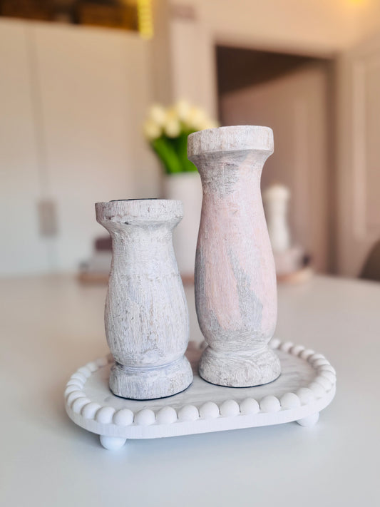 White Washed Candle Pillars